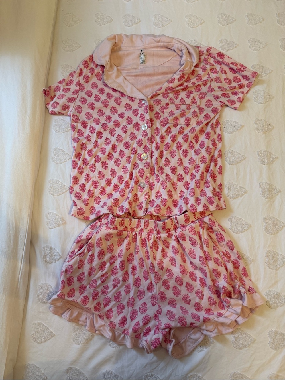 Roller Rabbit Light Pink Floral Short Pajama Set
